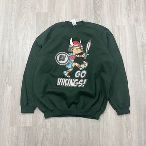 VINTAGE 90s Animated Vikings Crewneck Sweatshirt Size Large L Mens Green 1990s